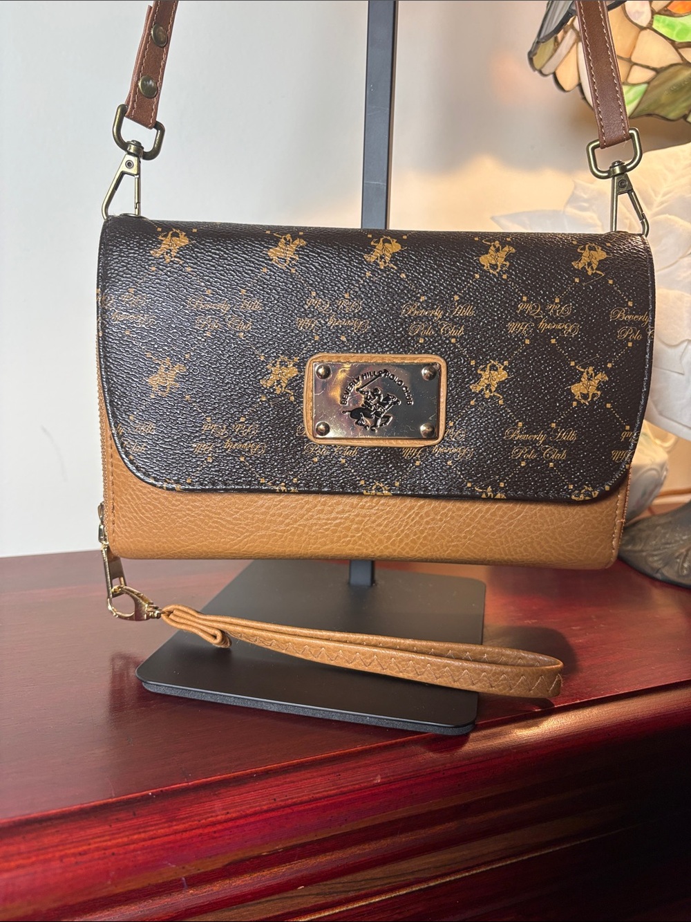 Beverly Hills Polo Club Two-Tone Crossbody Bag in Brown and Black